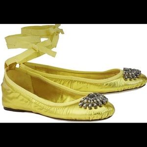 Jimmy Choo Grace flat - metallic yellow